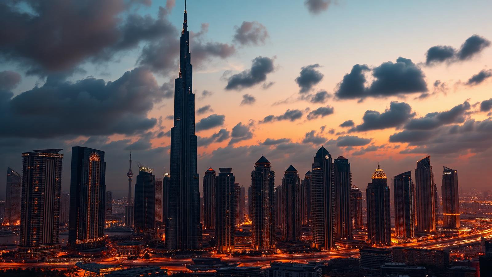 Dubai skyline at dusk