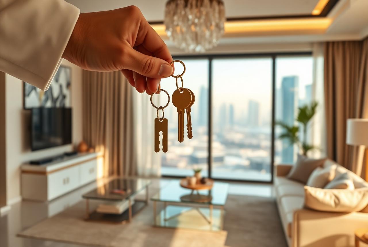 Gold keys handed over in a luxury Dubai penthouse