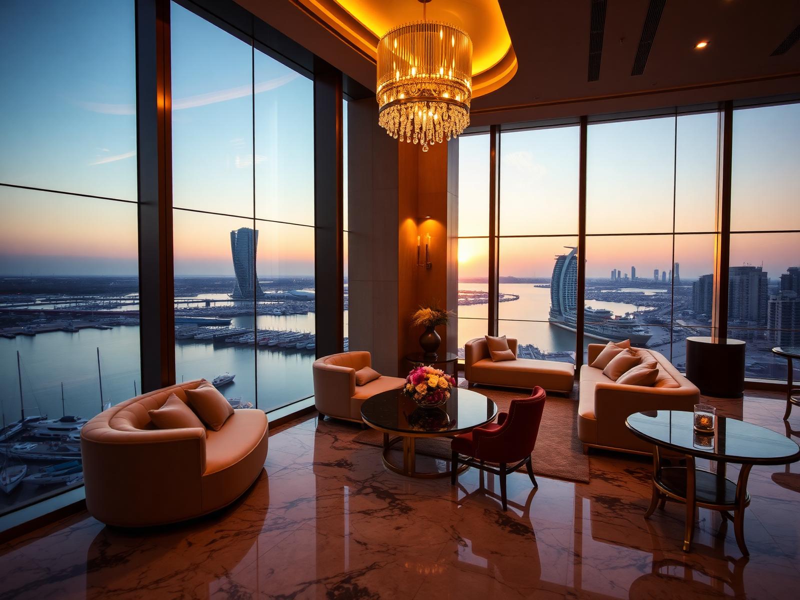 Dubai penthouse lounge overlooking the Marina